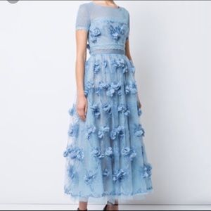 Marchesa Notte Baby Blue Floral Dress